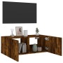 Wall-mounted TV cabinet with LED lights smoked oak 80x35x31 cm by , TV Furniture - Ref: Foro24-837289, Price: 59,99 €, Discou...