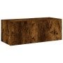 Wall-mounted TV cabinet with LED lights smoked oak 80x35x31 cm by , TV Furniture - Ref: Foro24-837289, Price: 59,99 €, Discou...