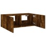 Wall-mounted TV cabinet with LED lights smoked oak 80x35x31 cm by , TV Furniture - Ref: Foro24-837289, Price: 59,99 €, Discou...