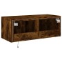 Wall-mounted TV cabinet with LED lights smoked oak 80x35x31 cm by , TV Furniture - Ref: Foro24-837289, Price: 59,99 €, Discou...