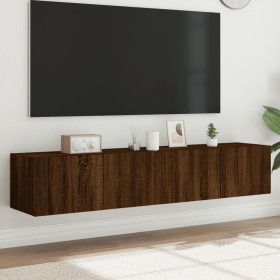 TV wall furniture LED lights 2 pcs oak brown 80x35x31 cm by , TV Furniture - Ref: Foro24-837294, Price: 110,16 €, Discount: %