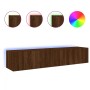 TV wall furniture LED lights 2 pcs oak brown 80x35x31 cm by , TV Furniture - Ref: Foro24-837294, Price: 110,16 €, Discount: %