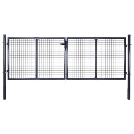 Garden mesh gate gray galvanized steel 289x75 cm by vidaXL, garden gates - Ref: Foro24-143362, Price: 307,53 €, Discount: %