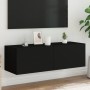 Wall-mounted TV cabinet with LED lights black 100x35x31 cm by , TV Furniture - Ref: Foro24-837296, Price: 78,35 €, Discount: %