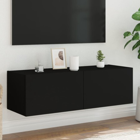 Mueble de TV de pared con luces LED negro 100x35x31 cm de , Muebles TV - Ref: Foro24-837296, Precio: 78,35 €, Descuento: %