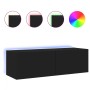 Wall-mounted TV cabinet with LED lights black 100x35x31 cm by , TV Furniture - Ref: Foro24-837296, Price: 71,16 €, Discount: %