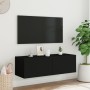 Wall-mounted TV cabinet with LED lights black 100x35x31 cm by , TV Furniture - Ref: Foro24-837296, Price: 71,16 €, Discount: %