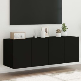 Wall TV cabinets with LED lights 2 pcs black 60x35x41 cm by , TV Furniture - Ref: Foro24-837305, Price: 89,33 €, Discount: %