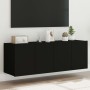 Wall TV cabinets with LED lights 2 pcs black 60x35x41 cm by , TV Furniture - Ref: Foro24-837305, Price: 89,99 €, Discount: %