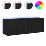 Wall TV cabinets with LED lights 2 pcs black 60x35x41 cm by , TV Furniture - Ref: Foro24-837305, Price: 89,42 €, Discount: %