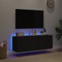 Wall TV cabinets with LED lights 2 pcs black 60x35x41 cm by , TV Furniture - Ref: Foro24-837305, Price: 89,42 €, Discount: %