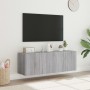 Wall-mounted TV furniture with LED lights 2 units Sonoma gray 60x35x41 cm by , TV Furniture - Ref: Foro24-837313, Price: 90,1...