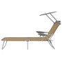 Folding sun lounger with taupe steel awning by vidaXL, Loungers - Ref: Foro24-44297, Price: 90,99 €, Discount: %