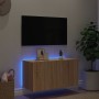 Wall-mounted TV cabinet with LED lights Sonoma oak 80x35x41 cm by , TV Furniture - Ref: Foro24-837318, Price: 54,79 €, Discou...