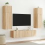 Wall-mounted TV cabinet with LED lights Sonoma oak 80x35x41 cm by , TV Furniture - Ref: Foro24-837318, Price: 54,79 €, Discou...