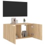 Wall-mounted TV cabinet with LED lights Sonoma oak 80x35x41 cm by , TV Furniture - Ref: Foro24-837318, Price: 54,79 €, Discou...