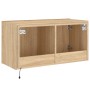 Wall-mounted TV cabinet with LED lights Sonoma oak 80x35x41 cm by , TV Furniture - Ref: Foro24-837318, Price: 54,79 €, Discou...