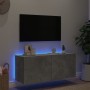 Wall-mounted TV cabinet with LED lights concrete gray 100x35x41 cm by , TV Furniture - Ref: Foro24-837326, Price: 65,10 €, Di...