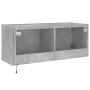 Wall-mounted TV cabinet with LED lights concrete gray 100x35x41 cm by , TV Furniture - Ref: Foro24-837326, Price: 65,10 €, Di...