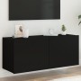 Wandmontierter TV-Schrank mit LED-Leuchten, schwarz, 100 x 35 x 41 cm von , TV-Möbel - Ref: Foro24-837324, Preis: 77,03 €, Ra...