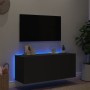 Wandmontierter TV-Schrank mit LED-Leuchten, schwarz, 100 x 35 x 41 cm von , TV-Möbel - Ref: Foro24-837324, Preis: 68,86 €, Ra...