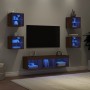 TV wall furniture with LED 7 pieces oak brown engineered wood by , TV Furniture - Ref: Foro24-3216589, Price: 164,14 €, Disco...