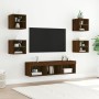 TV wall furniture with LED 7 pieces oak brown engineered wood by , TV Furniture - Ref: Foro24-3216589, Price: 164,14 €, Disco...