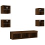 TV wall furniture with LED 7 pieces oak brown engineered wood by , TV Furniture - Ref: Foro24-3216589, Price: 164,14 €, Disco...