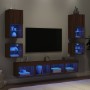 TV wall furniture with LED 8 pieces oak brown engineered wood by , TV Furniture - Ref: Foro24-3216596, Price: 210,77 €, Disco...