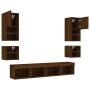 TV wall furniture with LED 8 pieces oak brown engineered wood by , TV Furniture - Ref: Foro24-3216596, Price: 210,77 €, Disco...