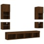 TV wall furniture with LED 8 pieces oak brown engineered wood by , TV Furniture - Ref: Foro24-3216596, Price: 210,77 €, Disco...