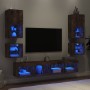 TV wall furniture with LED 8 pieces engineered wood smoked oak by , TV Furniture - Ref: Foro24-3216594, Price: 204,34 €, Disc...