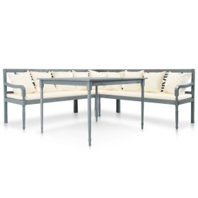 Garden furniture set 4 pieces solid acacia wood gray and white by vidaXL, Garden sets - Ref: Foro24-43698, Price: 634,51 €, D...