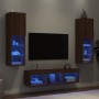 TV wall furniture with LED 5 pieces oak brown engineered wood by , TV Furniture - Ref: Foro24-3216610, Price: 176,44 €, Disco...