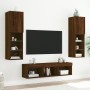 TV wall furniture with LED 5 pieces oak brown engineered wood by , TV Furniture - Ref: Foro24-3216610, Price: 176,44 €, Disco...