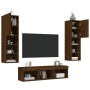 TV wall furniture with LED 5 pieces oak brown engineered wood by , TV Furniture - Ref: Foro24-3216610, Price: 176,44 €, Disco...