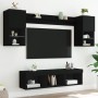 Wall TV cabinets with LED 7 pieces black engineered wood by , TV Furniture - Ref: Foro24-3216612, Price: 161,14 €, Discount: %