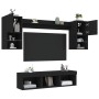 Wall TV cabinets with LED 7 pieces black engineered wood by , TV Furniture - Ref: Foro24-3216612, Price: 161,14 €, Discount: %