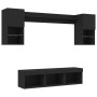 Wall TV cabinets with LED 7 pieces black engineered wood by , TV Furniture - Ref: Foro24-3216612, Price: 161,14 €, Discount: %