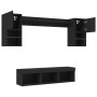 Wall TV cabinets with LED 7 pieces black engineered wood by , TV Furniture - Ref: Foro24-3216612, Price: 161,14 €, Discount: %