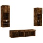 TV wall furniture with LED 6 pieces engineered wood smoked oak by , TV Furniture - Ref: Foro24-3216619, Price: 166,08 €, Disc...