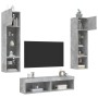 Muebles TV pared con LED 6 pzas madera ingeniería gris hormigón de , Muebles TV - Ref: Foro24-3216625, Precio: 187,36 €, Desc...