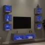 Muebles TV pared con LED 8 pzas madera ingeniería gris Sonoma de , Muebles TV - Ref: Foro24-3216638, Precio: 201,90 €, Descue...