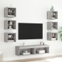 Muebles TV pared con LED 8 pzas madera ingeniería gris Sonoma de , Muebles TV - Ref: Foro24-3216638, Precio: 201,90 €, Descue...