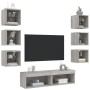 Muebles TV pared con LED 8 pzas madera ingeniería gris Sonoma de , Muebles TV - Ref: Foro24-3216638, Precio: 201,90 €, Descue...