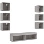 Muebles TV pared con LED 8 pzas madera ingeniería gris Sonoma de , Muebles TV - Ref: Foro24-3216638, Precio: 201,90 €, Descue...