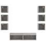 TV wall furniture with LED 8 pieces Sonoma gray engineered wood by , TV Furniture - Ref: Foro24-3216638, Price: 199,99 €, Dis...