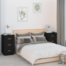 Bedside tables 2 pcs solid black pine wood 40x40x75 cm by vidaXL, Nightstands - Ref: Foro24-818344, Price: 161,33 €, Discount: %