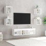 Wall TV cabinets with LED 7 pieces white engineered wood by , TV Furniture - Ref: Foro24-3216583, Price: 154,92 €, Discount: %