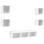 Wall TV cabinets with LED 7 pieces white engineered wood by , TV Furniture - Ref: Foro24-3216583, Price: 154,92 €, Discount: %